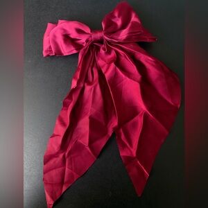 Burgundy red bow for hair, Elegant dark Red Bow hair clip